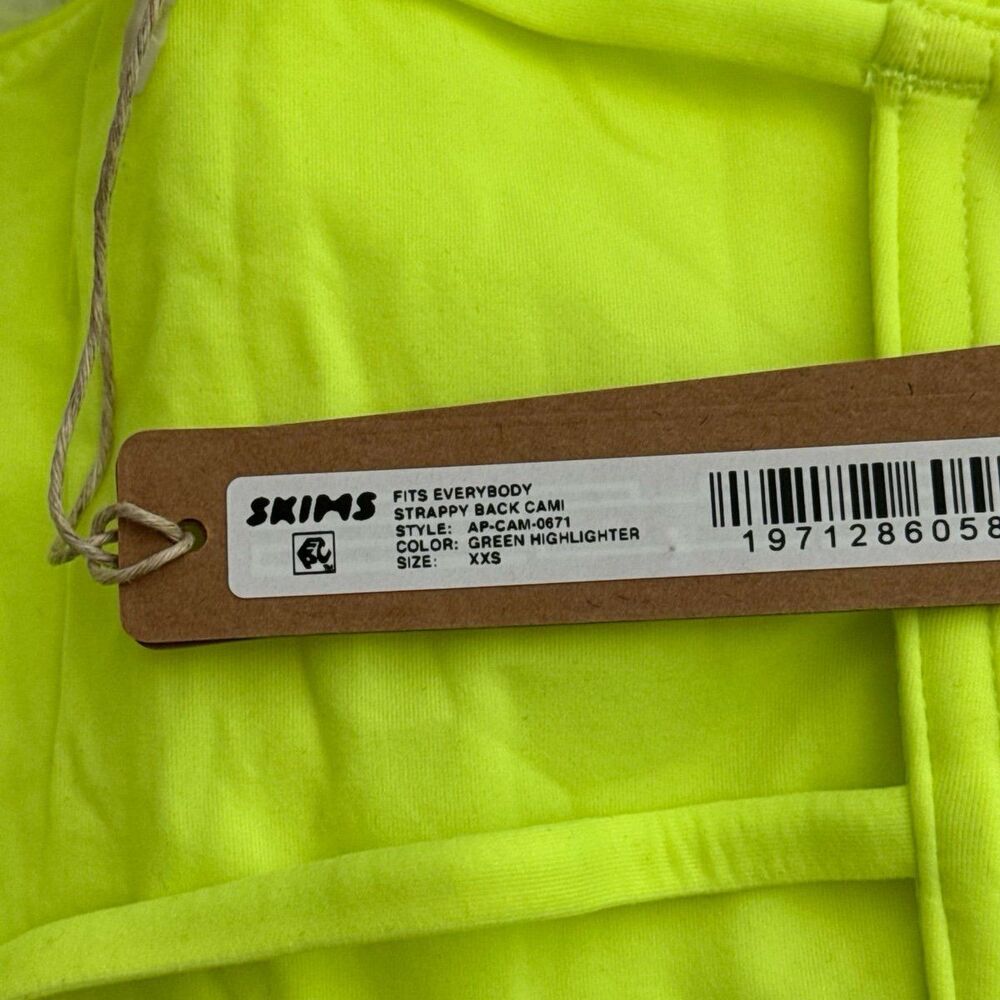 Skims Fits Everybody Strappy Back Cami Green Highlighter Size XXS - Picture 7 of 8